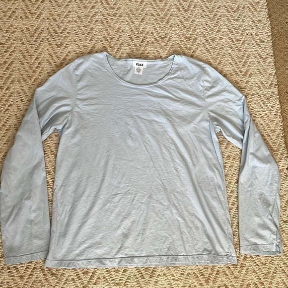 Flax cotton light blue long sleeve top xl - Picture 1 of 4